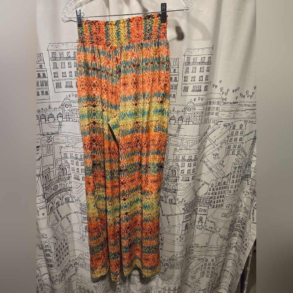 NWOT Women's Multicolor Cato Wide Leg Palazzo High Slit Pants Size Small - Picture 10 of 10